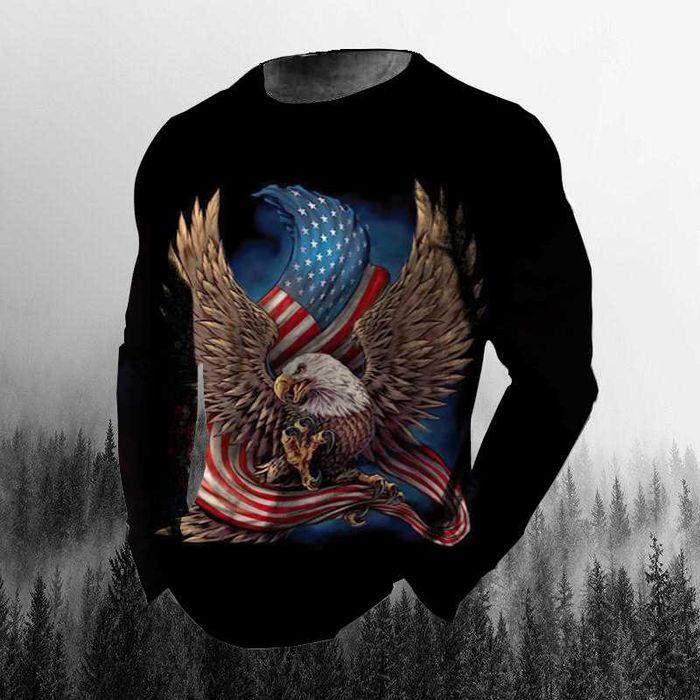 Лонгслив – футболка мужская с принтом из микрофибры