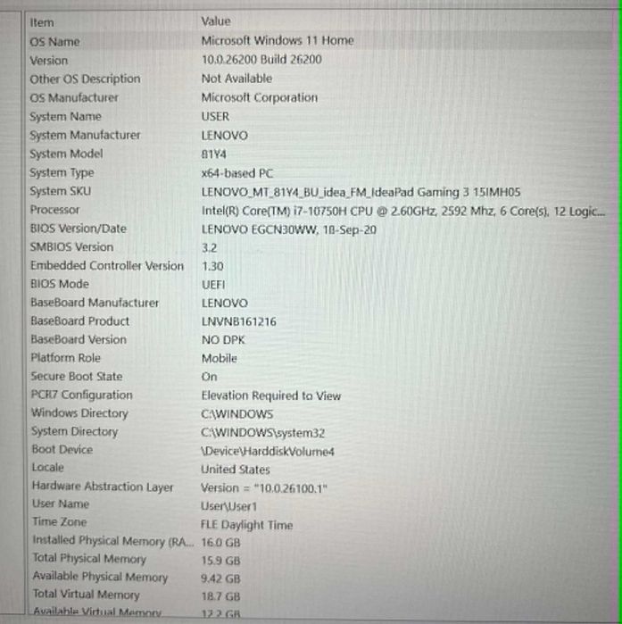 Лаптоп Gaming Lenovo IdeaPad 3 15IMH05, Intel® Core™ i7-10750H, 15.6", RAM 16GB, SSD 512GB, NVIDIA® GeForce® GTX™ 1650 Ti 4GB, Black