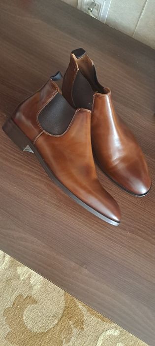 Ghete Chelsea din piele PERALSTON Made in Italy maro nr. 42