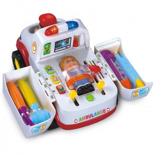 Ambulanta de jucarie,interactiva multifunctionala,cu sirena
