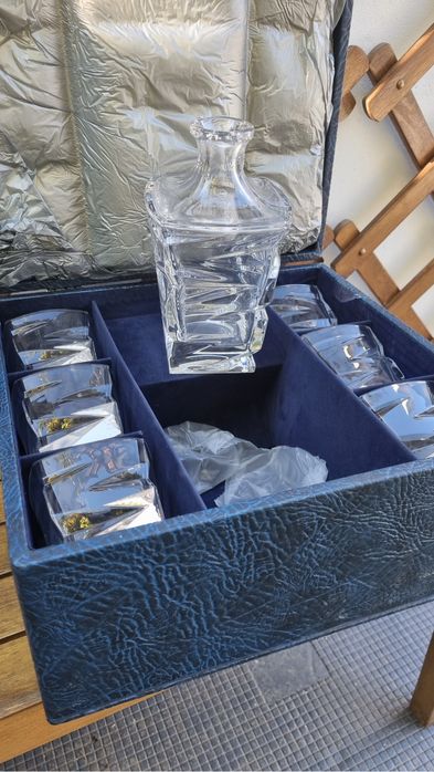 Set cadou whisky 7 piese cristal si argint Lightning Linea Argenti