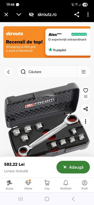 Trusa chei combinate cu clichet FACOM