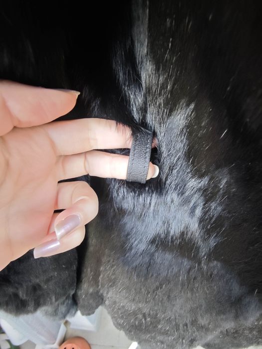 Haină scurtă de blană neagră, iepure, mărimea 38