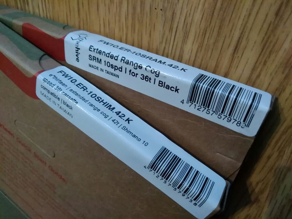 Shimano deore , sram code , tektro b twin, E. THIRTEEN cog 42 t