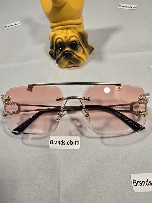 Set Ochelari de soare Cartier, Gold Frame, Red Lenses, 8809