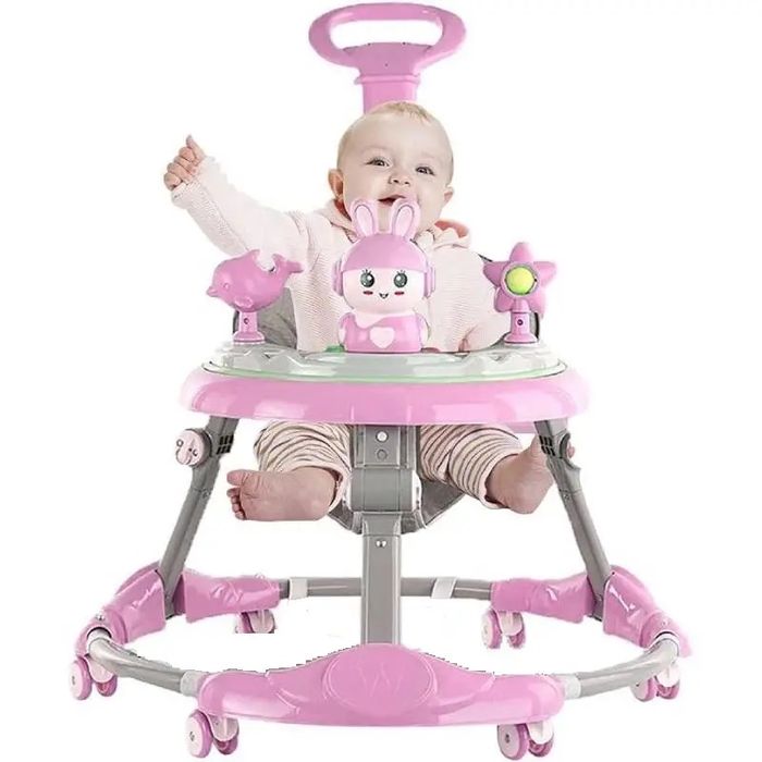 Premergător roz cu mâner pentru împins