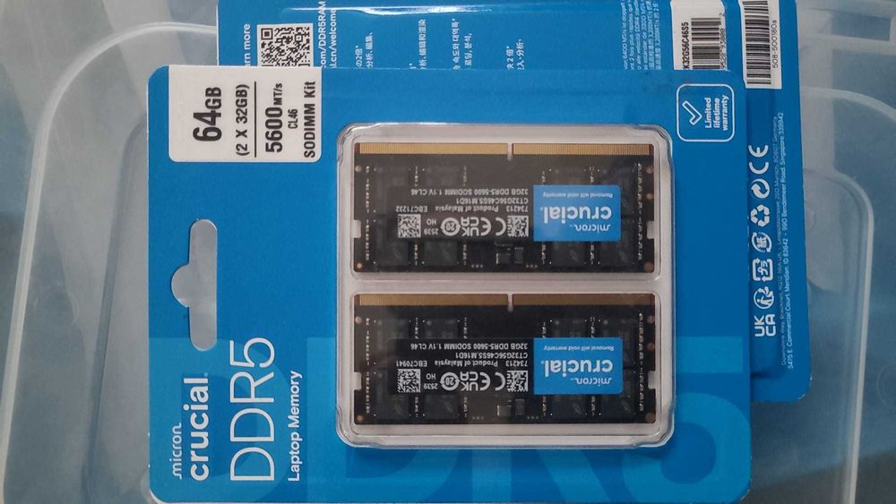 memorie sodim crucial 64 GB DDR5 5600MHz , Notebook , kit dual , sigilat , nou