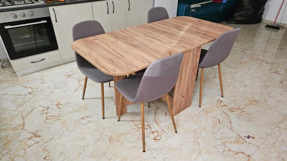 Scaun dining gri/stejar natur JYSK