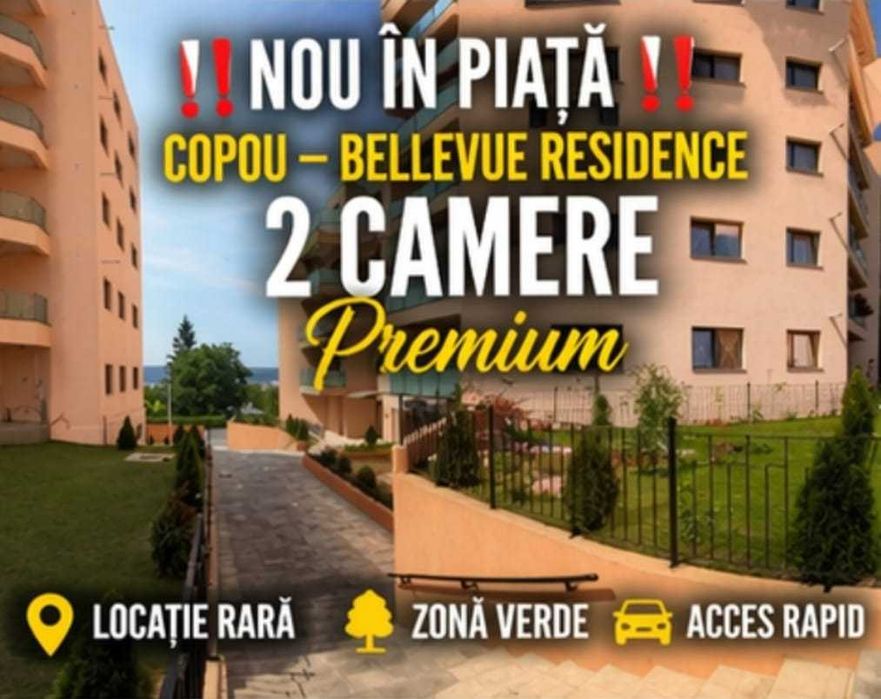 COPOU ...? Este pentru TINE Bellevue  – OPORTUNITATE !  RAR în Iași – Copou – Bellevue Residence 2 camere mobilat și utilat 2 balcoane 132.