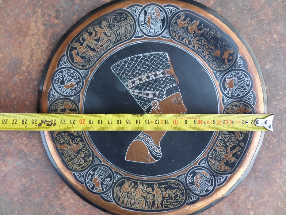 Arta egipteana gravura din cupru, faraon, vintage frumos ,patina