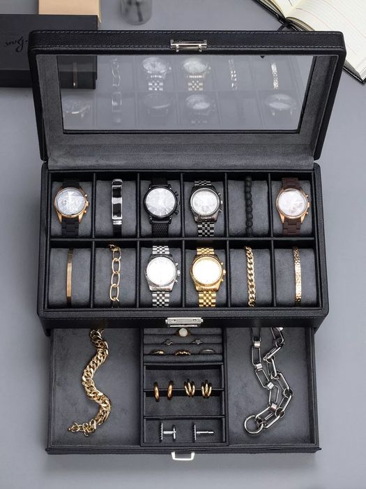 Шкатулка для часов очков и украшений большая с замком