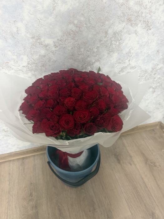 101 красные  роза 80см