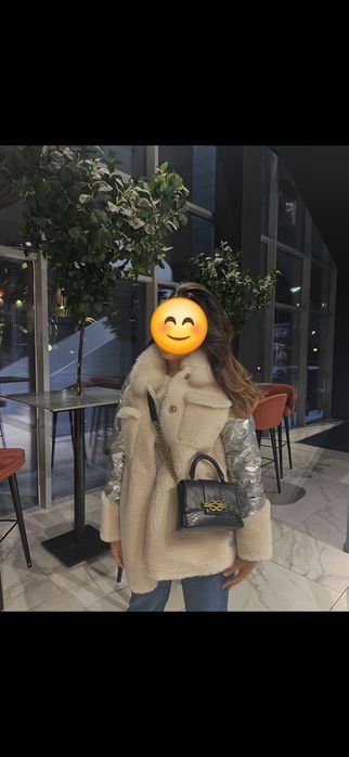 Шуба пальто с песец воротником