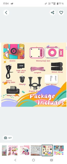 Cameră subacvatică Ushining impermeabilă pentru copii, cameră video di