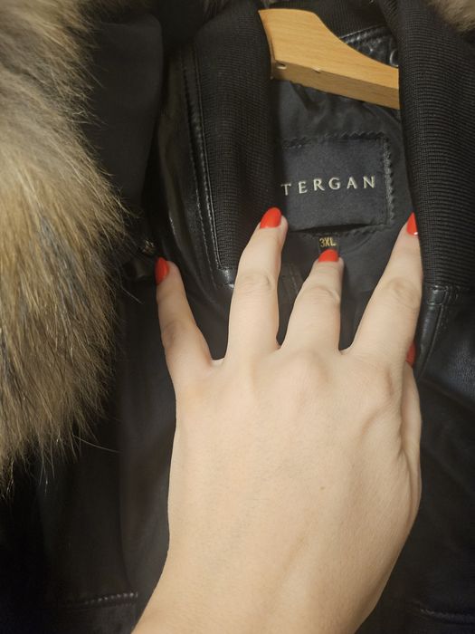 Мъжко яке, ново. Телешка кожа марково 3ххл, естествен пух. Moncler хл