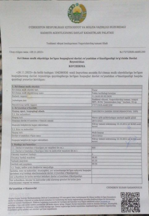 Срочно продам свой участок на новом ташкенте