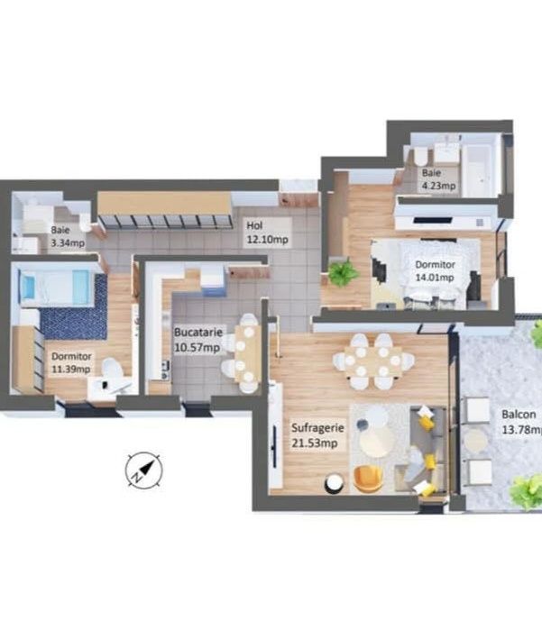 Apartament de vânzare 3 camere