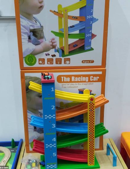 XXL дървена двойна писта с 5 нива + 8бр. колички НОВО!