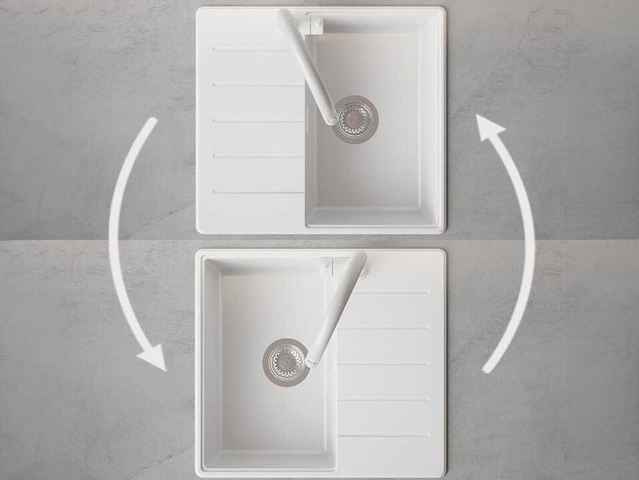 Кухненска Мивка от гранит модел Копенхаген 620 x 500 Бяла