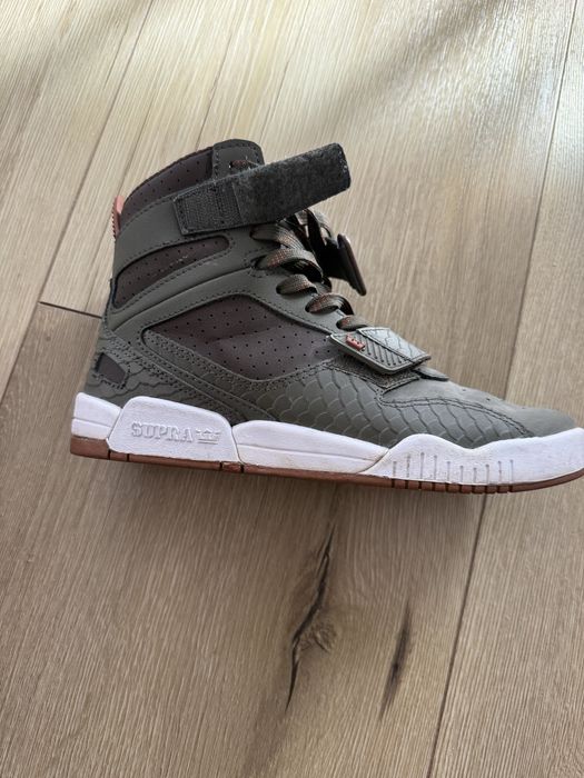 Supra  mid-high de piele Breaker, Verde militar,