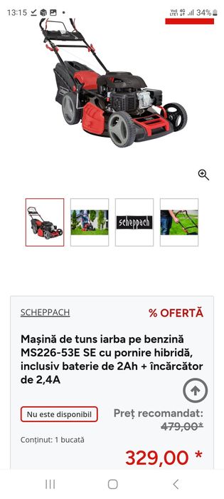 Masina de tuns iarba pe benzina cu pornire hibridă