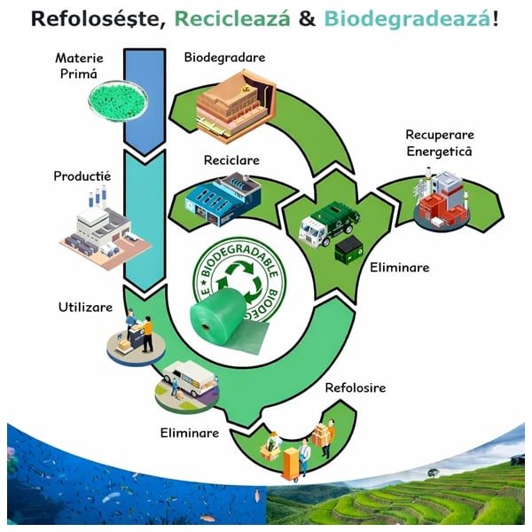 Folie cu bule de aer mici 10 mp, DEPOX®, verde