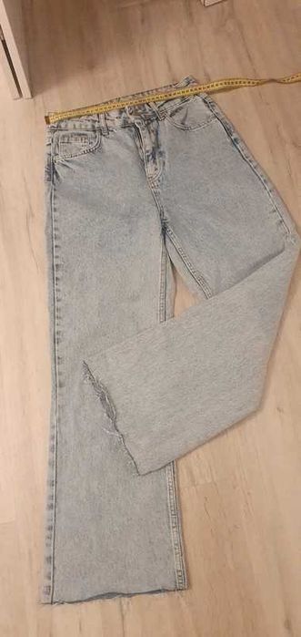 blugi largi albastru deschis taiati