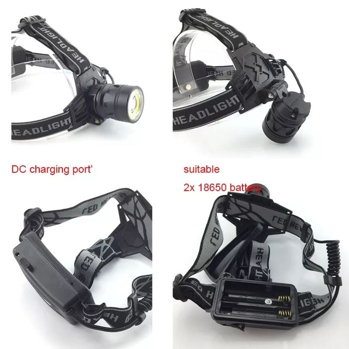 Lanterna Frontala POWER LIGHT cu Led Cree T6 / COB Zoom 18650 NOU