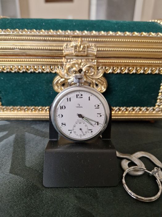 Прекрасен антикварен колекционерски френски джобен часовник Yema