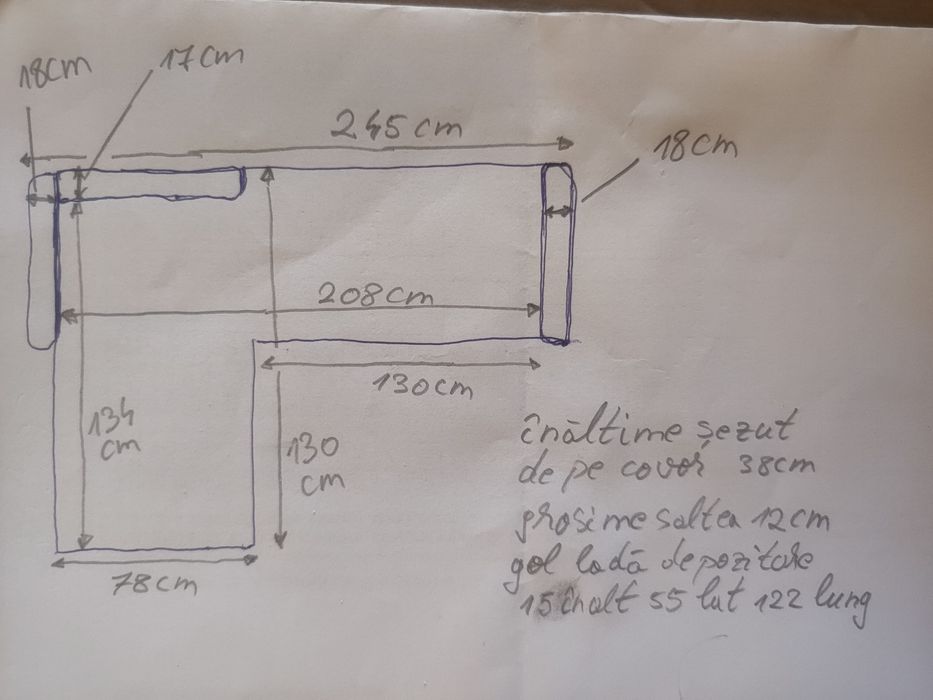 Colțar canapea L form