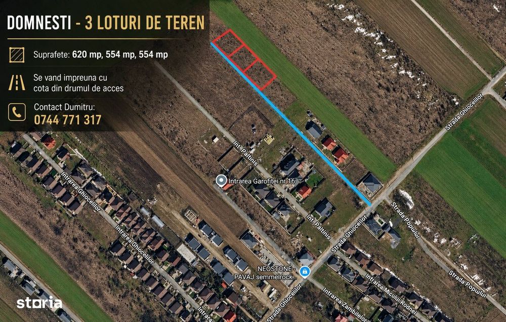 Domnesti, Teren construibil 1.700 mp - 3 loturi