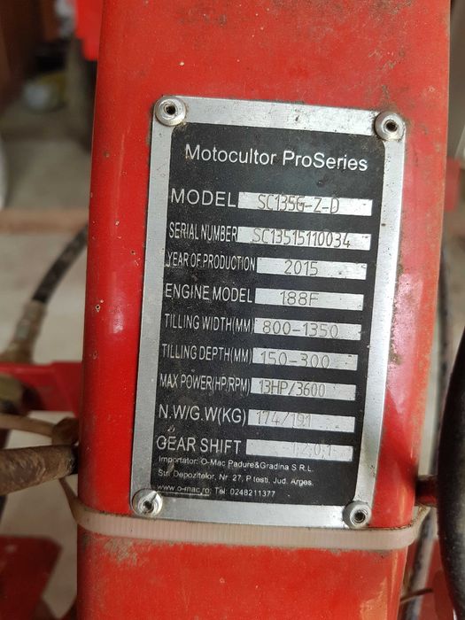 Vand Motocultor Pro Series 1350-S, 13CP, diferential, O-mac + remorca