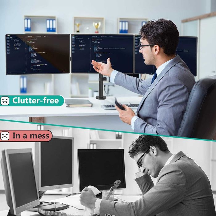 Suport monitor pentru trei monitoare, regrabil, wali , 13"-27"