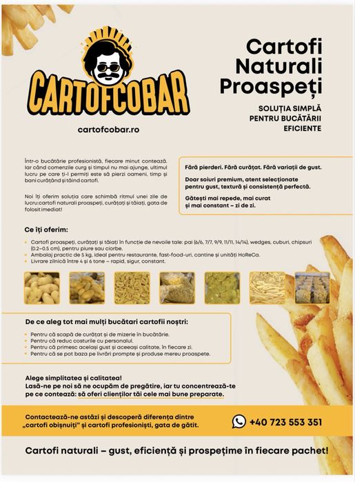 Cartofi proaspeti, curatati si taiati!