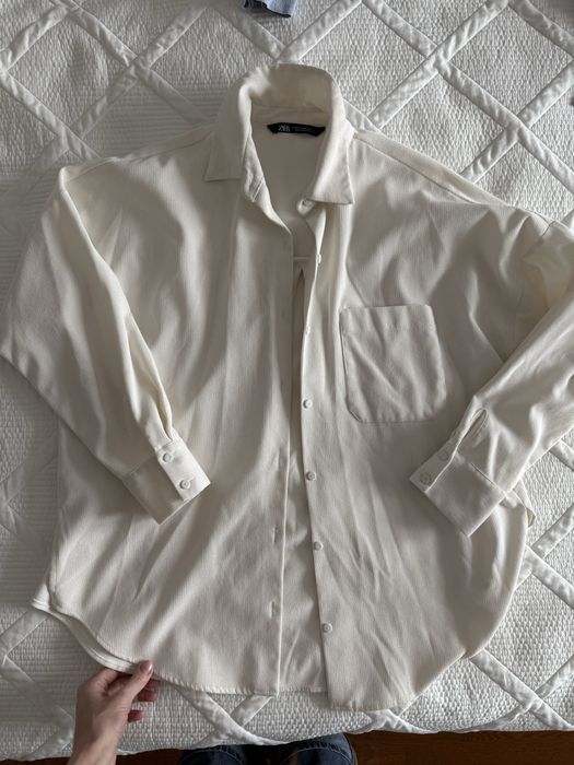 Рубашка Zara белая голубая