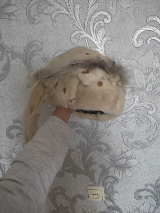 Кожаный меховый шапка