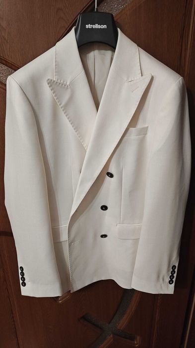 Sacou barbati double breasted SELECTED, Ecru, size 44.