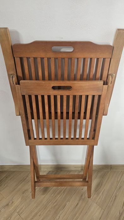 Vand 14 scaune terasa pliabile solide din  lemn tratat exo