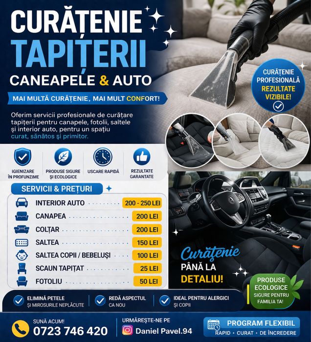Curățare tapițerie auto și casă