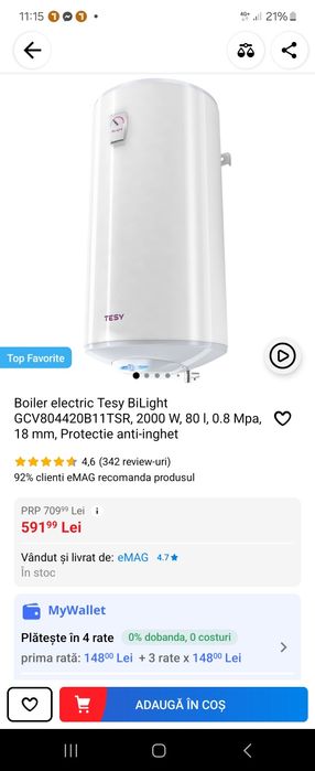 Boiler TESY 80 litri