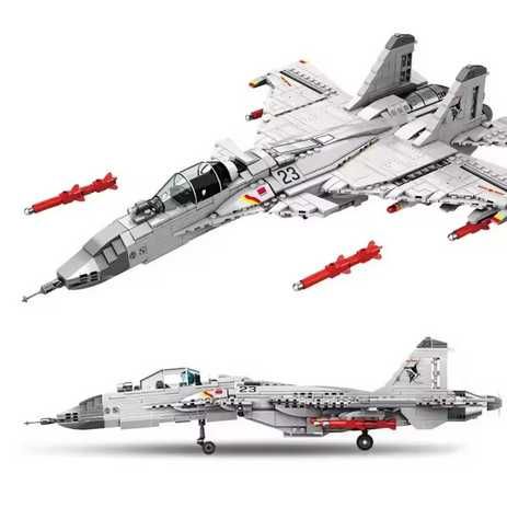 Joc constructii tip Lego avion J-15 cu 1186 piese si 4 figurine