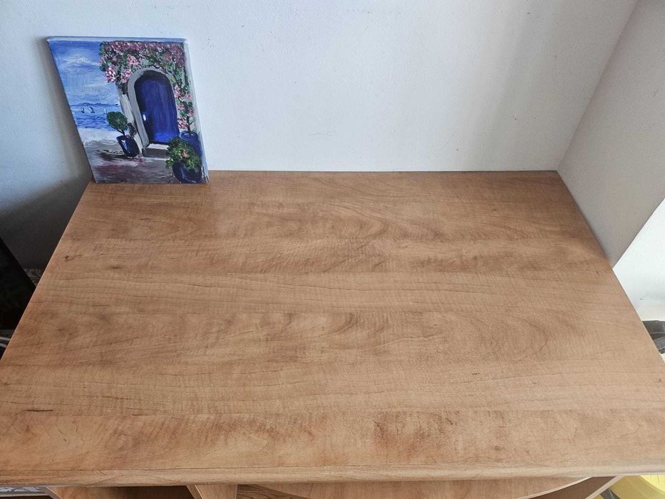 Vand birou PAL, culoarea lemnului, cu suport tastatura extensibila