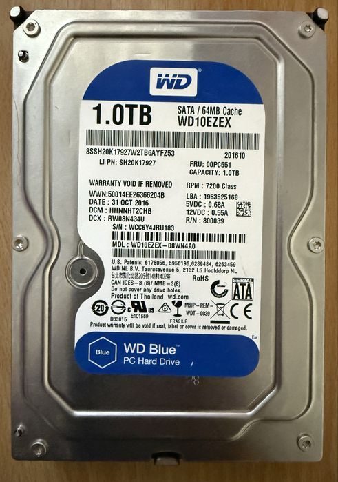HDD WD 1Tb blue 7200rpm SATA III
