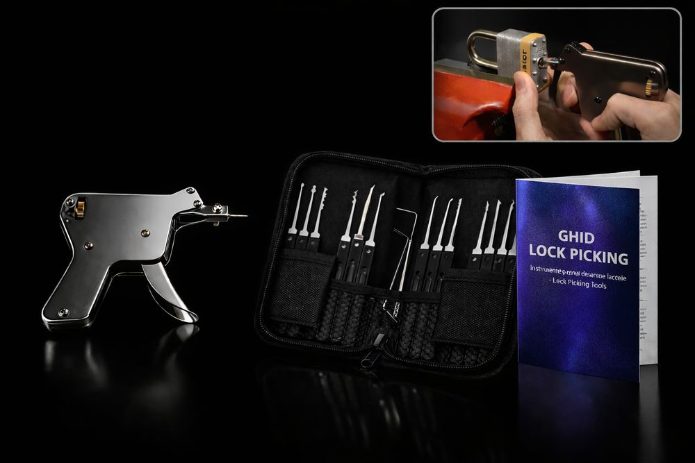 Kit deblocare încuietori Profesional cu Pistol + Ghid – Set Complet