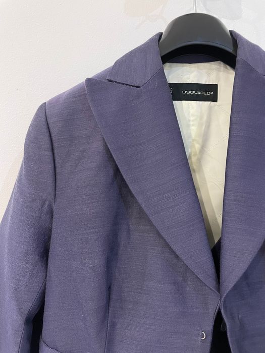 Costum mov Dsquared (rochie + sacou), 83% lână, mărime IT 44