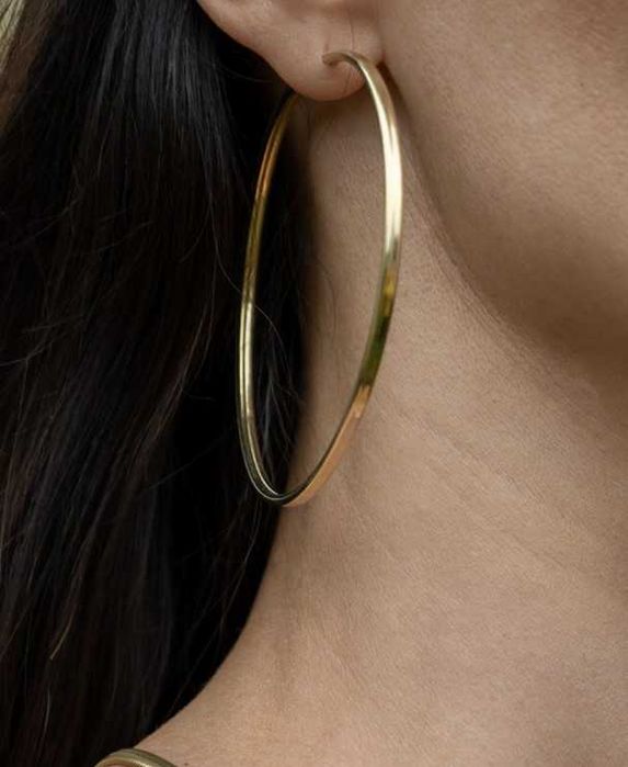 Позлатени обеци, кръгли сребърни обеци, висящи обеци, големи обеци