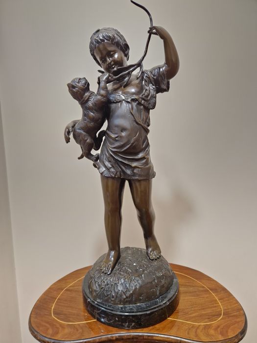 Уникална антикварна френска бронзова фигура скулптура