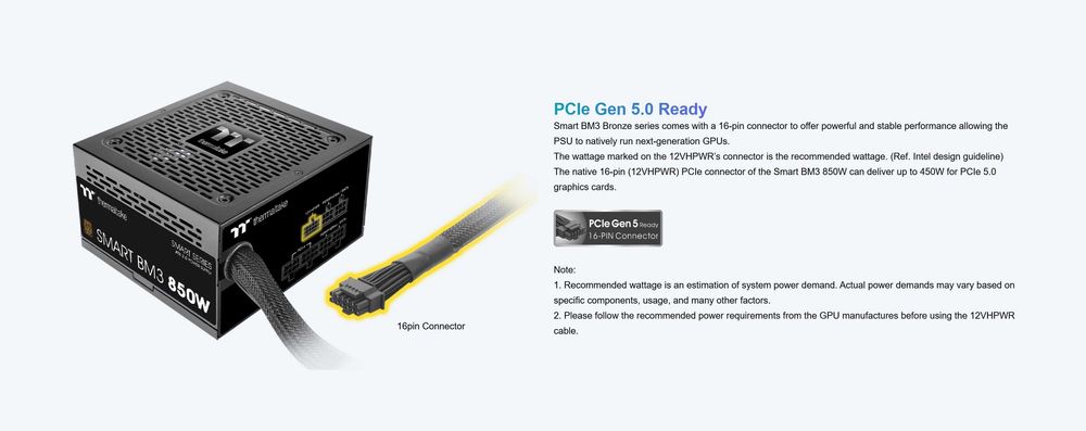 НОВО Захранване PSU Thermaltake Smart BM3 Bronze 850W PCIe Gen 5.0 RTX