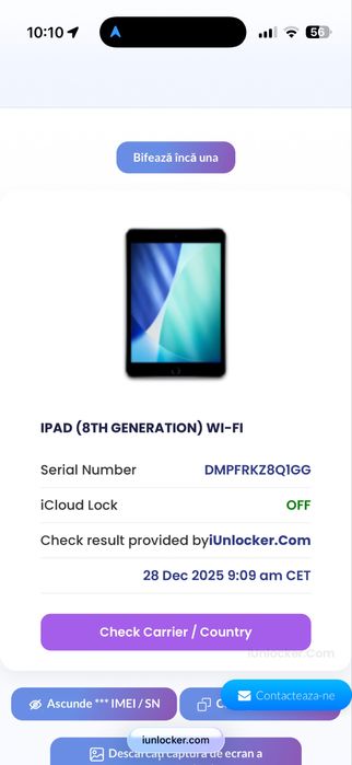 Vand tableta ipad 8 defecta