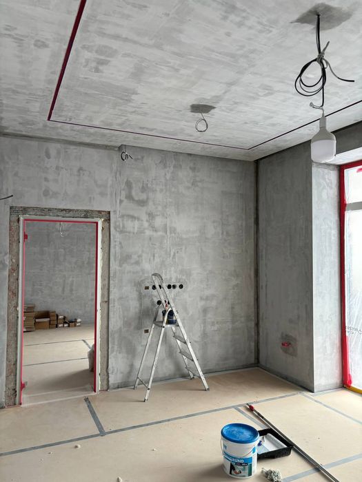 Штукатурка стен под маяк стяжка пола наливные полы